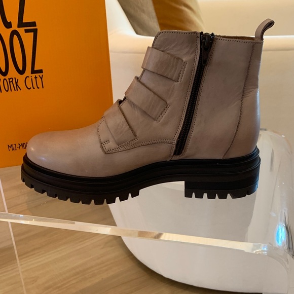 Miz Mooz Beige Leather Combat Boots - Picture 4 of 8